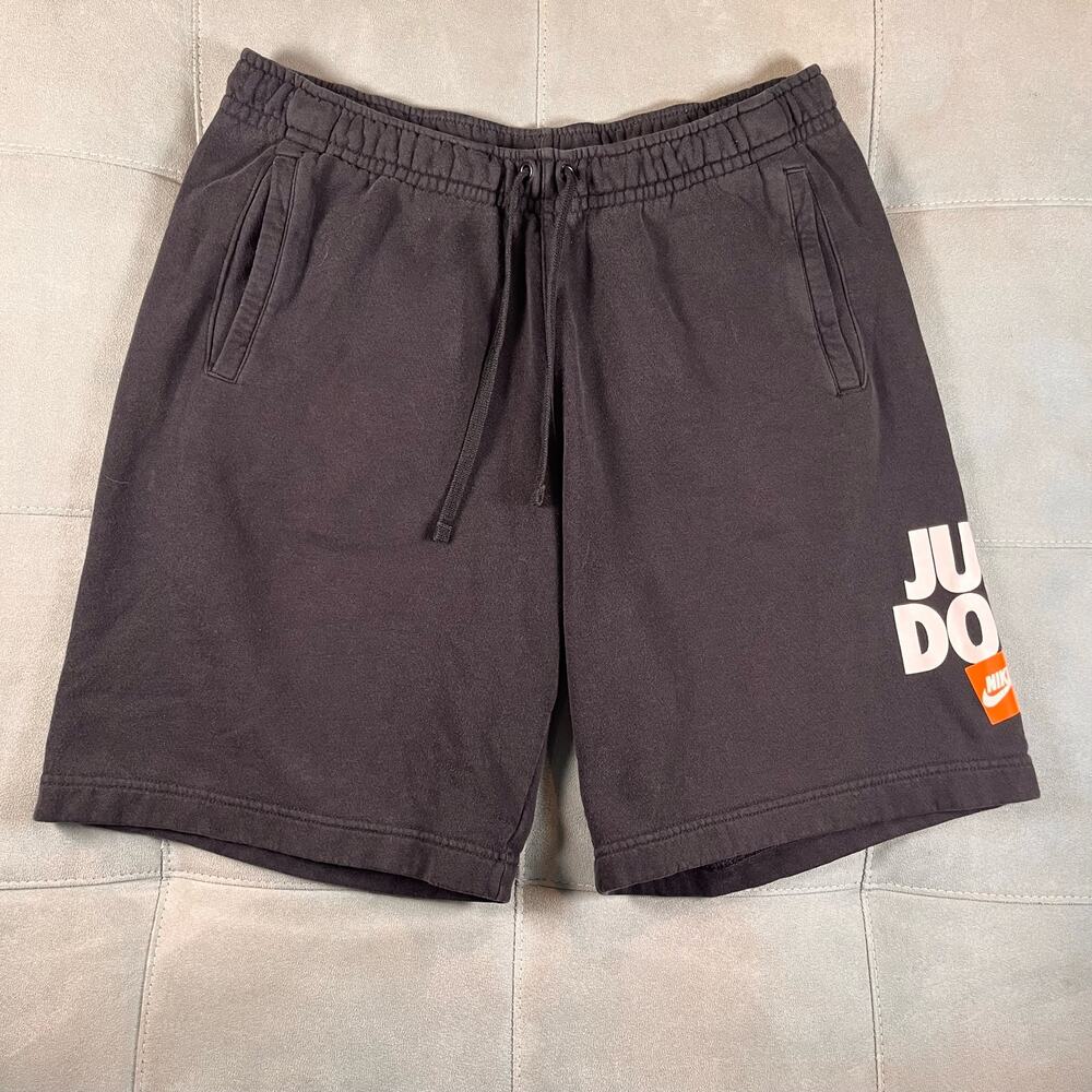 Nike Mens Sweat Shorts Elastic Waist Drawstring Black Size Large Pockets